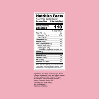 clöud café strawberry matcha latte nutrition facts label on a pink background