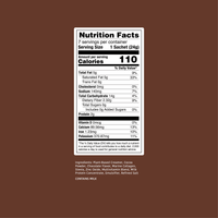 Hot choco zero nutrition facts label on a brown background