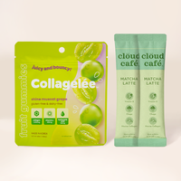 Sampler Set Image includes: 1 Collagelée Shine Muscat Grape Pouch, 2 Matcha Latte Sachets.