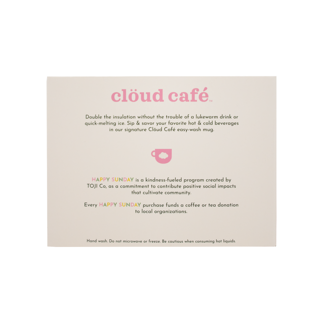 Back view product packaging with text and logo on a beige background