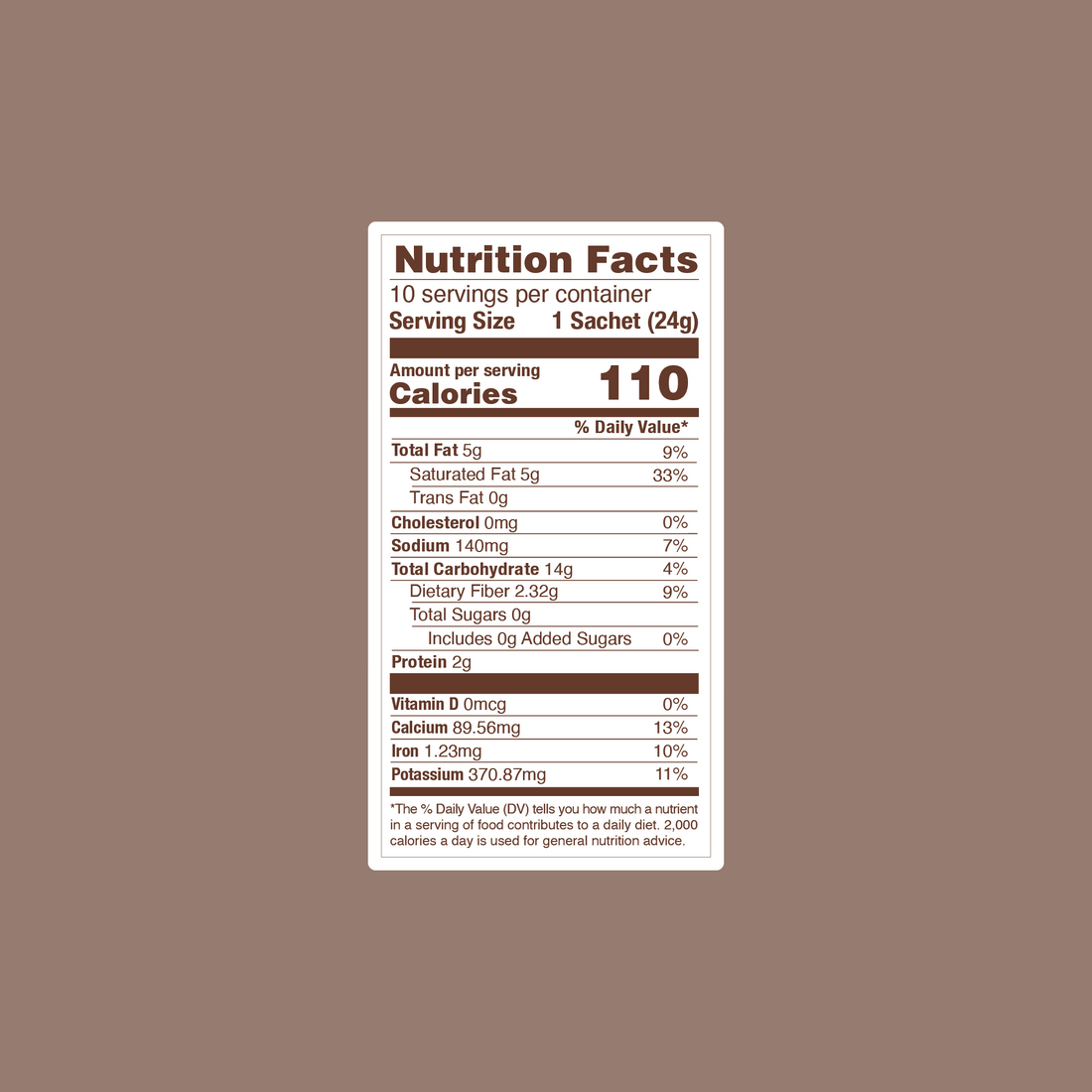 Hot Choco Zero Nutrition Facts
