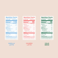 Vanilla Latte, Churro Latte, and Cold Brew Nutrition Facts
