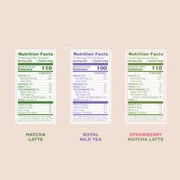 Matcha Latte, Royal Milk Tea, and Strawberry Matcha Latte Nutrition Facts