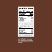 Clöud Café Hot Choco Zero Sugar nutrition label on a brown background