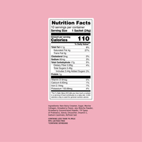 Clöud Café Strawberry Matcha Latte nutrition label on a pink background