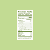 Nutrition facts label on a green background.