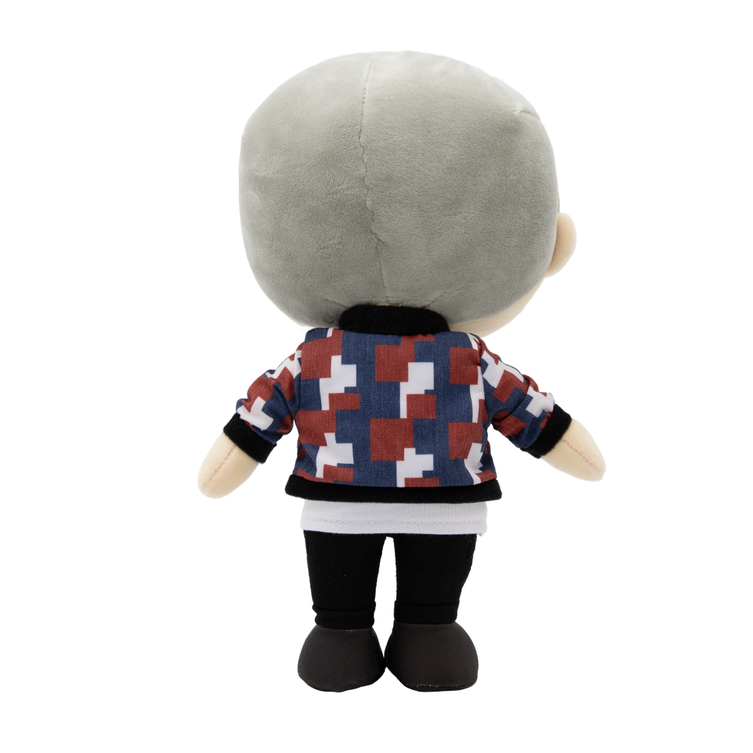Back of BTS V Plush Doll, wearing his MIC Drop Music Video outfit.