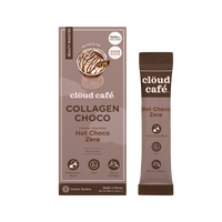 Clöud Café Hot Choco Zero collagen-infused instant sachet box and stick pack, zero sugar premium cocoa blend, made in Korea