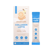 Clöud Café Vanilla Latte collagen-infused instant sachet box and stick pack, Arabica blend with Hyaluronic Acid and multivitamins