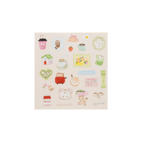 Cloud Cafe themed illustrated stickers in a muted pastel tone.