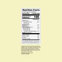 Pistachio Matcha Latte nutrition facts label on a beige background
