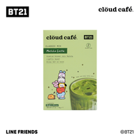 cloud café matcha latte packaging with BT21 branding