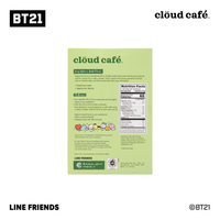 Green package of cloud café with BT21 branding on a white background