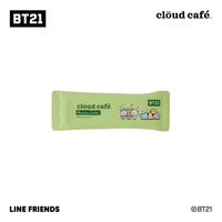 Green packet of clöud café with BT21 branding on a white background