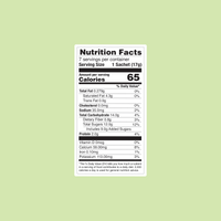 Nutrition facts label on a light green background