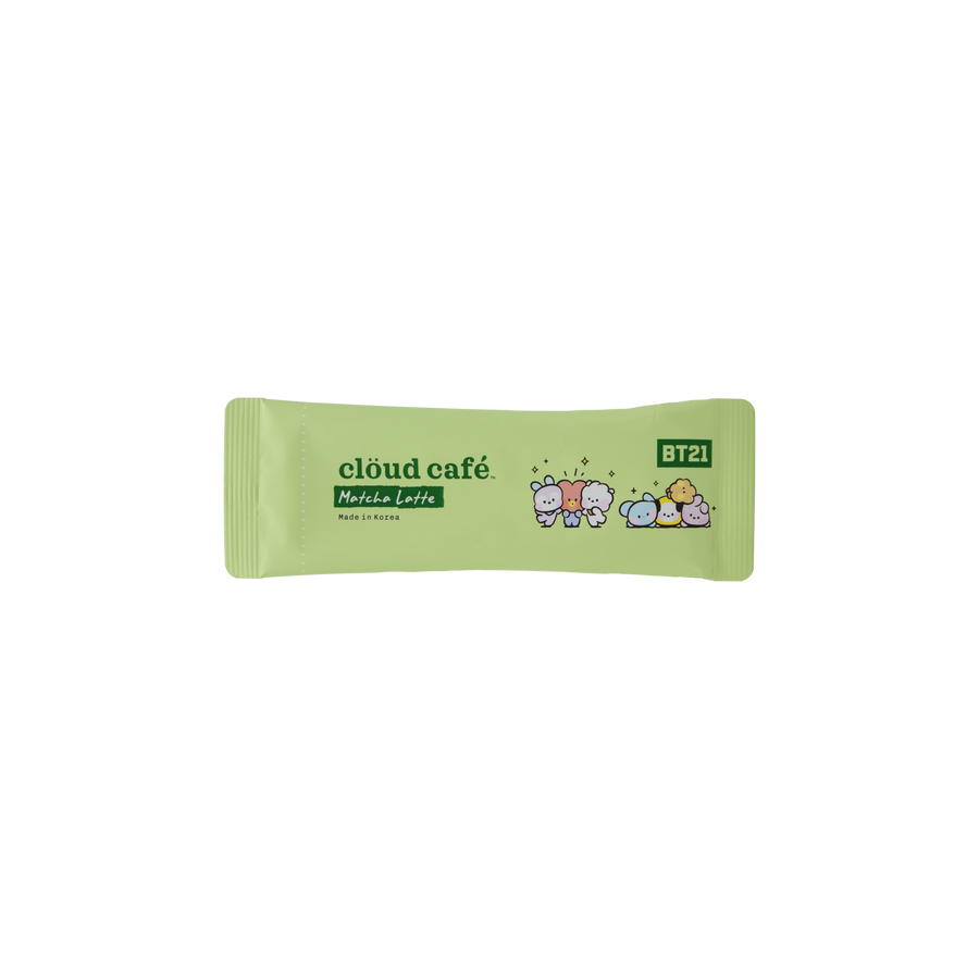 Green packet of Clöud Café with BT21 branding on a light green background
