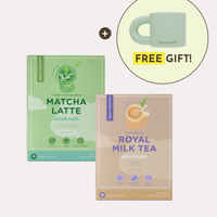 Collagen Matcha Latte and Royal Milk Tea bundle with free Chunk Mug gift set.