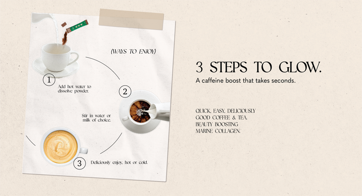 Product packaging with instructions and branding on a beige background