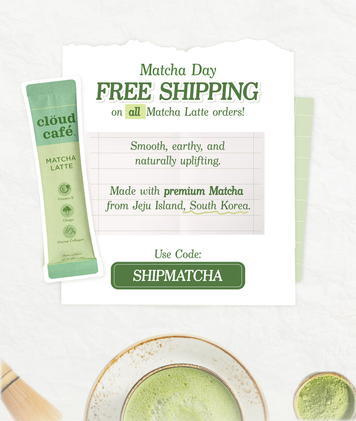 FREE SHIPPING on all Matcha Latte orders, in celebration of MATCHA DAY! Order must use code: SHIPMATCHA.