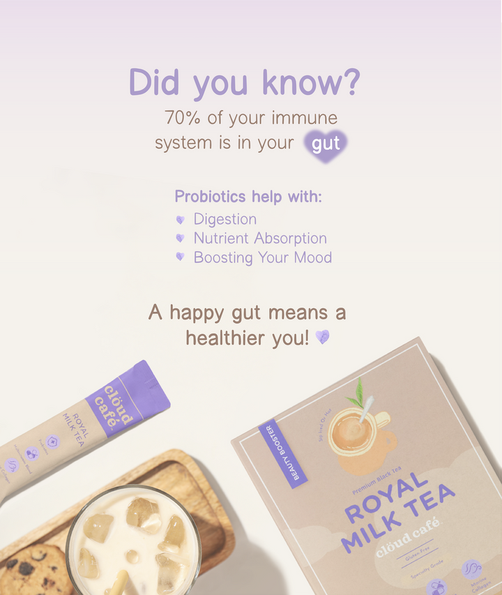 Did you know? 70% of your immune system is in your gut. Probiotics help with digestion, nutrient absorption, and boosting your mood. A happy gut means a healthier you! Shop now.
