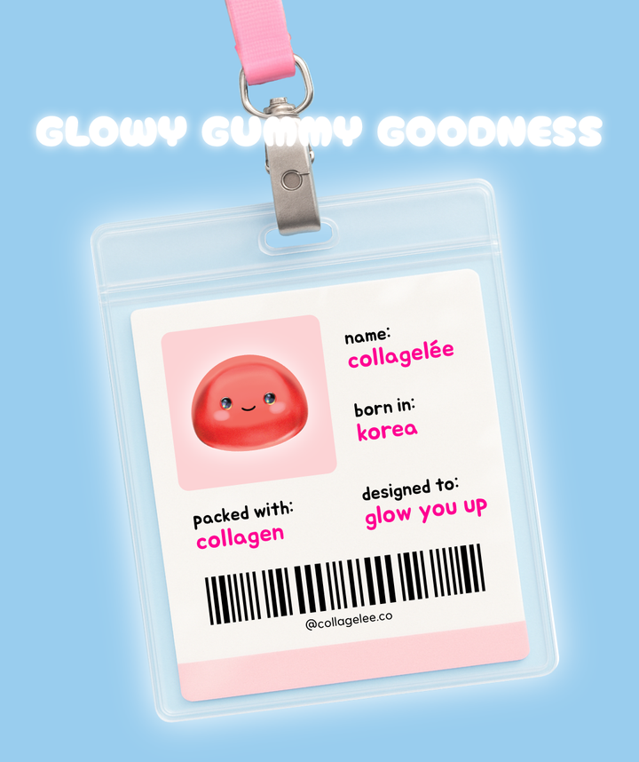 Glowy gummy goodness! A treat your skin will thank you for. Made in Korea, packed with Collagen, designed to glow you up!
