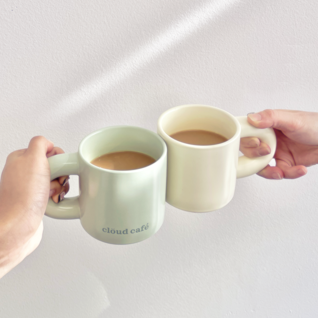 Pastel Green and Cream Chunk Mugs