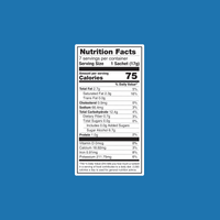 Nutrition facts label on a blue background