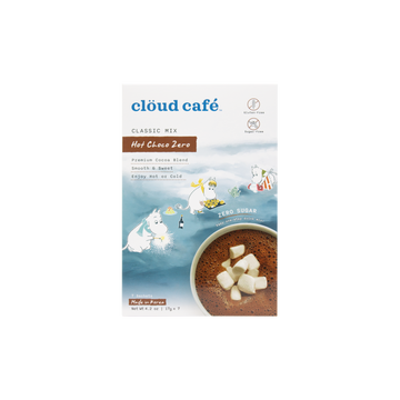 Cloud Cafe Hot Choco Zero packaging with MOOMIN character art.