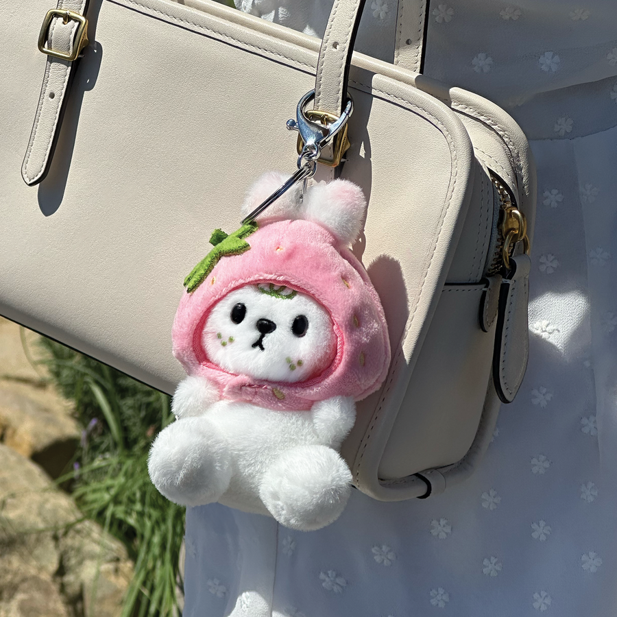 Plush Bunny Keychain – Otto Strawberry Matcha – Clöud Café