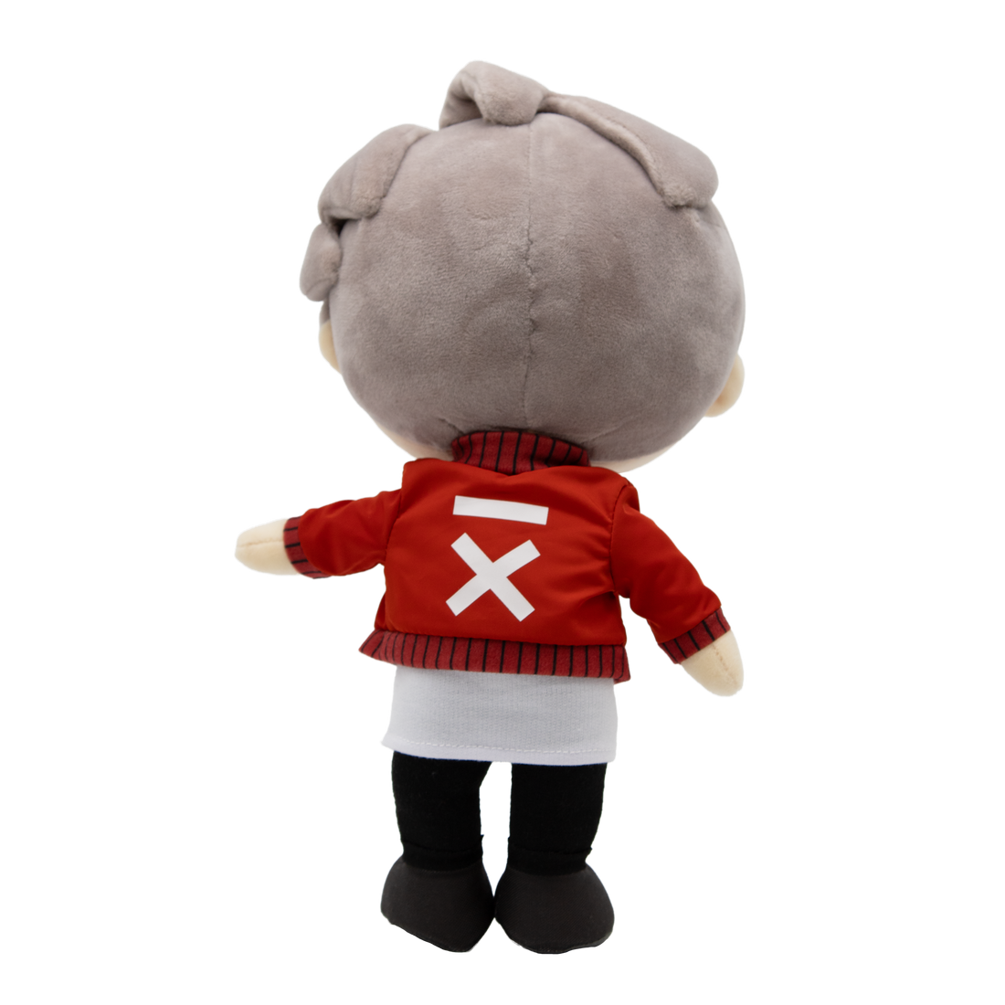 Back of RM BTS Plush Doll wearing outfit inspired by MIC Drop music video.