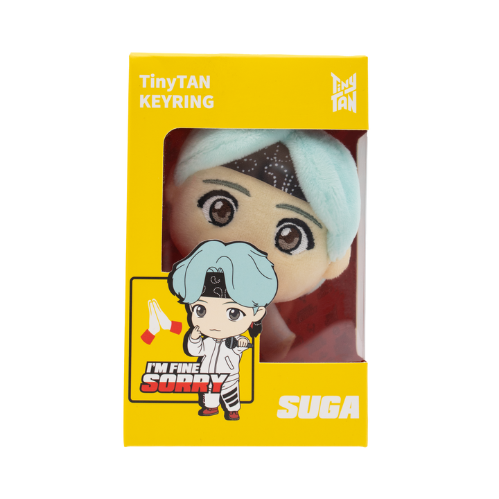 Front of yellow box keychain: [TinyTAN] BTS Suga MIC Drop Official Plush Keychain, Limited Edition