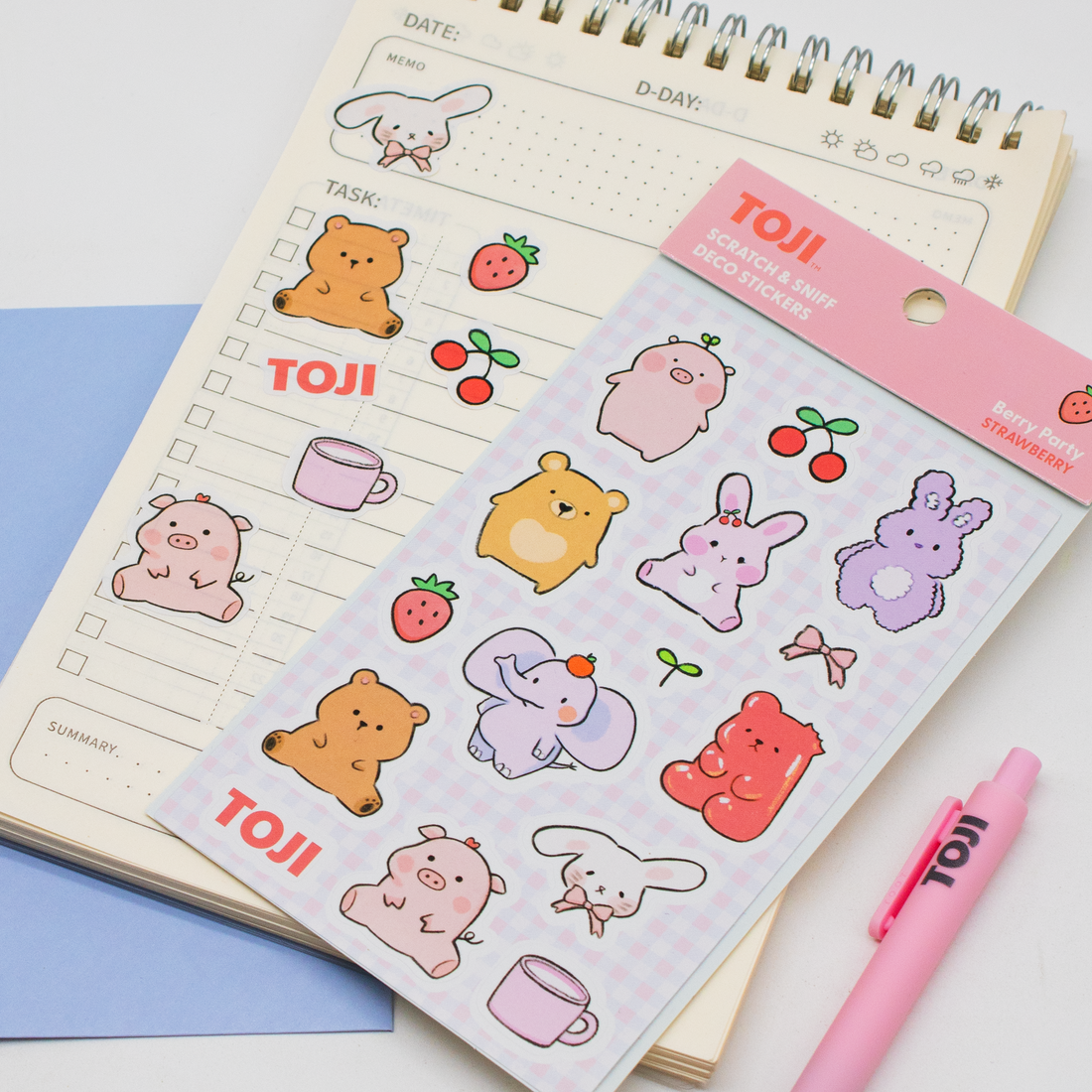Sheet of cute animal stickers with &