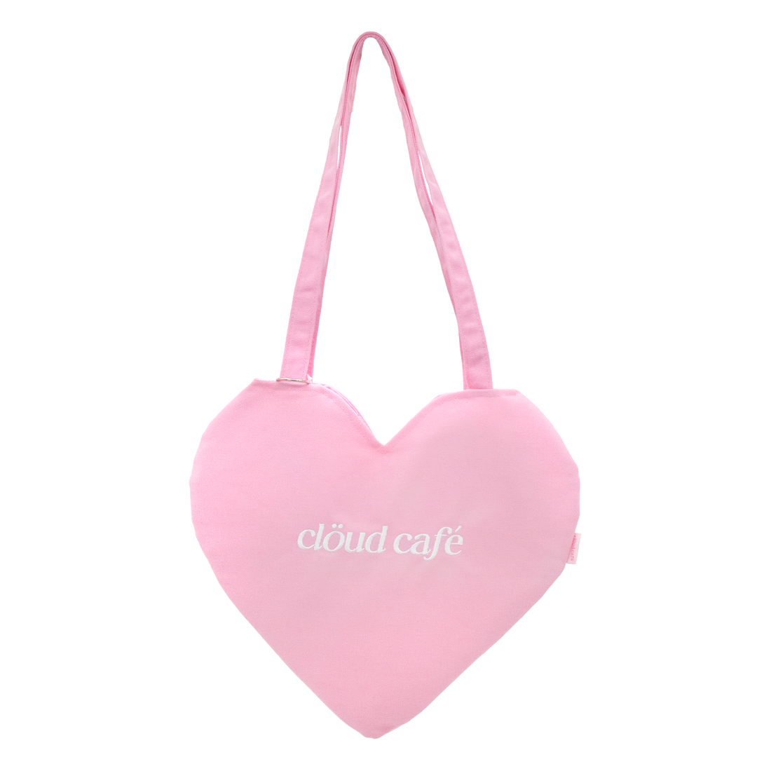 Heart-shaped pink tote bag with &