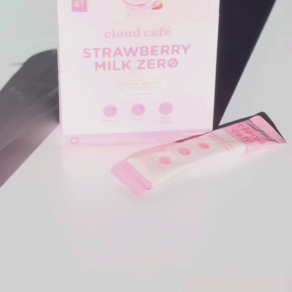 Clöud Café Collagen Strawberry Milk Zero Hwachee recipe video featuring a refreshing zero sugar strawberry drink