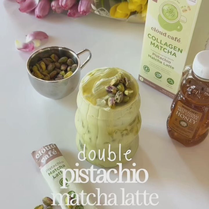 Clöud Café Collagen Double Pistachio Matcha Latte preparation recipe video
