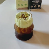 Clöud Café Collagen Black Coffee drink recipe with Clöud Café Collagen Pistachio Matcha cold foam