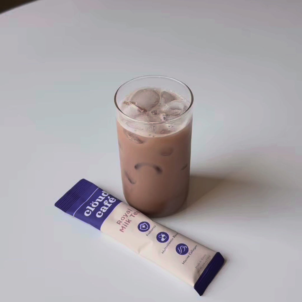 Clöud Café Collagen Royal Milk Tea standard preparation tutorial